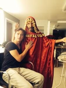 Sammy Kusler as "Moses" with star Blake Sheldon the last day of our shoot - fun is important on a movie set!